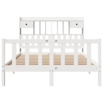 vidaXL Pat cu bibliotecă fără saltea, alb, 140x190 cm, lemn masiv pin vidaXL Pat cu bibliotecă fără saltea, alb, 140x190 cm, lemn masiv pin
