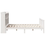 vidaXL Pat cu bibliotecă fără saltea, alb, 140x190 cm, lemn masiv pin vidaXL Pat cu bibliotecă fără saltea, alb, 140x190 cm, lemn masiv pin