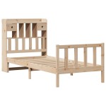 vidaXL Pat cu bibliotecă fără saltea, 90x200 cm, lemn masiv pin vidaXL Pat cu bibliotecă fără saltea, 90x200 cm, lemn masiv pin