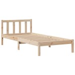 vidaXL Pat cu bibliotecă fără saltea, 90x200 cm, lemn masiv pin vidaXL Pat cu bibliotecă fără saltea, 90x200 cm, lemn masiv pin