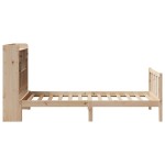vidaXL Pat cu bibliotecă fără saltea, 90x200 cm, lemn masiv pin vidaXL Pat cu bibliotecă fără saltea, 90x200 cm, lemn masiv pin