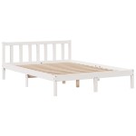 vidaXL Pat cu bibliotecă fără saltea, alb, 140x200 cm, lemn masiv pin