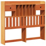 vidaXL Pat cu bibliotecă fără saltea maro 135x190 cm lemn masiv de pin