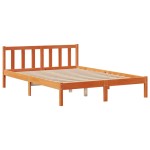 vidaXL Pat cu bibliotecă fără saltea maro 140x190 cm lemn masiv de pin