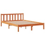 vidaXL Pat cu bibliotecă fără saltea maro 140x200 cm lemn masiv de pin