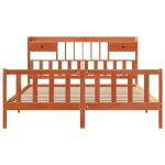 vidaXL Pat cu bibliotecă fără saltea maro 180x200 cm lemn masiv de pin
