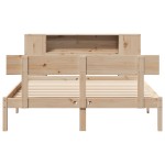 vidaXL Pat cu bibliotecă fără saltea, 150x200 cm, lemn masiv de pin
