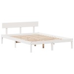 vidaXL Pat cu bibliotecă fără saltea, alb, 160x200 cm, lemn masiv pin