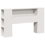 vidaXL Pat cu bibliotecă fără saltea, alb, 160x200 cm, lemn masiv pin