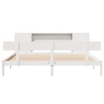 vidaXL Pat cu bibliotecă fără saltea, alb, 200x200 cm, lemn masiv pin