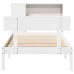 vidaXL Pat cu bibliotecă fără saltea, alb, 75x190 cm, lemn masiv pin