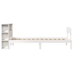 vidaXL Pat cu bibliotecă fără saltea, alb, 75x190 cm, lemn masiv pin