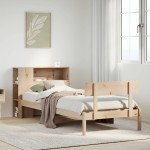 vidaXL Pat cu bibliotecă fără saltea, 90x200 cm, lemn masiv pin vidaXL Pat cu bibliotecă fără saltea, 90x200 cm, lemn masiv pin