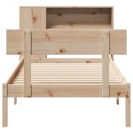 vidaXL Pat cu bibliotecă fără saltea, 90x200 cm, lemn masiv pin vidaXL Pat cu bibliotecă fără saltea, 90x200 cm, lemn masiv pin