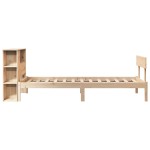 vidaXL Pat cu bibliotecă fără saltea, 90x200 cm, lemn masiv pin vidaXL Pat cu bibliotecă fără saltea, 90x200 cm, lemn masiv pin