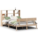 vidaXL Pat cu bibliotecă fără saltea, 140x190 cm, lemn masiv de pin vidaXL Pat cu bibliotecă fără saltea, 140x190 cm, lemn masiv de pin