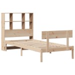 vidaXL Pat cu bibliotecă fără saltea, 90x200 cm, lemn masiv pin vidaXL Pat cu bibliotecă fără saltea, 90x200 cm, lemn masiv pin