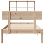 vidaXL Pat cu bibliotecă fără saltea, 90x200 cm, lemn masiv pin vidaXL Pat cu bibliotecă fără saltea, 90x200 cm, lemn masiv pin