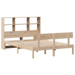 vidaXL Pat cu bibliotecă fără saltea, 150x200 cm, lemn masiv de pin