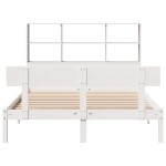 vidaXL Pat cu bibliotecă fără saltea, alb, 160x200 cm, lemn masiv pin