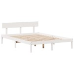 vidaXL Pat cu bibliotecă fără saltea, alb, 160x200 cm, lemn masiv pin
