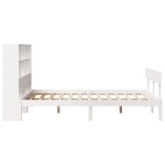 vidaXL Pat cu bibliotecă fără saltea, alb, 160x200 cm, lemn masiv pin
