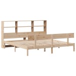 vidaXL Pat cu bibliotecă fără saltea, 180x200 cm, lemn masiv de pin