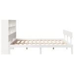 vidaXL Pat cu bibliotecă fără saltea, alb, 200x200 cm, lemn masiv pin