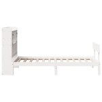 vidaXL Pat cu bibliotecă fără saltea, alb, 75x190 cm, lemn masiv pin vidaXL Pat cu bibliotecă fără saltea, alb, 75x190 cm, lemn masiv pin