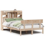 vidaXL Pat cu bibliotecă fără saltea, 135x190 cm, lemn masiv de pin vidaXL Pat cu bibliotecă fără saltea, 135x190 cm, lemn masiv de pin
