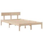 vidaXL Pat cu bibliotecă fără saltea, 135x190 cm, lemn masiv de pin vidaXL Pat cu bibliotecă fără saltea, 135x190 cm, lemn masiv de pin