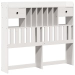 vidaXL Pat cu bibliotecă fără saltea, alb, 135x190 cm, lemn masiv pin vidaXL Pat cu bibliotecă fără saltea, alb, 135x190 cm, lemn masiv pin