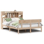 vidaXL Pat cu bibliotecă fără saltea, 140x190 cm, lemn masiv de pin vidaXL Pat cu bibliotecă fără saltea, 140x190 cm, lemn masiv de pin