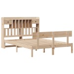 vidaXL Pat cu bibliotecă fără saltea, 140x190 cm, lemn masiv de pin vidaXL Pat cu bibliotecă fără saltea, 140x190 cm, lemn masiv de pin