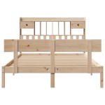 vidaXL Pat cu bibliotecă fără saltea, 140x190 cm, lemn masiv de pin vidaXL Pat cu bibliotecă fără saltea, 140x190 cm, lemn masiv de pin
