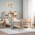 vidaXL Pat cu bibliotecă fără saltea, 90x200 cm, lemn masiv pin vidaXL Pat cu bibliotecă fără saltea, 90x200 cm, lemn masiv pin