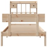 vidaXL Pat cu bibliotecă fără saltea, 90x200 cm, lemn masiv pin vidaXL Pat cu bibliotecă fără saltea, 90x200 cm, lemn masiv pin