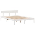 vidaXL Pat cu bibliotecă fără saltea, alb, 140x200 cm, lemn masiv pin
