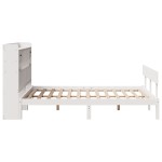vidaXL Pat cu bibliotecă fără saltea, alb, 140x200 cm, lemn masiv pin