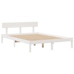 vidaXL Pat cu bibliotecă fără saltea, alb, 150x200 cm, lemn masiv pin