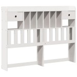 vidaXL Pat cu bibliotecă fără saltea, alb, 150x200 cm, lemn masiv pin