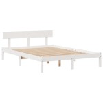 vidaXL Pat cu bibliotecă fără saltea, alb, 160x200 cm, lemn masiv pin
