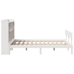 vidaXL Pat cu bibliotecă fără saltea, alb, 160x200 cm, lemn masiv pin