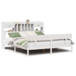 vidaXL Pat cu bibliotecă fără saltea, 180x200 cm, lemn masiv de pin