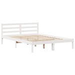 vidaXL Pat cu bibliotecă fără saltea, alb, 120x190 cm, lemn masiv pin vidaXL Pat cu bibliotecă fără saltea, alb, 120x190 cm, lemn masiv pin