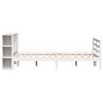 vidaXL Pat cu bibliotecă fără saltea, alb, 120x190 cm, lemn masiv pin vidaXL Pat cu bibliotecă fără saltea, alb, 120x190 cm, lemn masiv pin