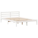 vidaXL Pat cu bibliotecă fără saltea, alb, 140x190 cm, lemn masiv pin