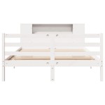vidaXL Pat cu bibliotecă fără saltea, alb, 140x200 cm, lemn masiv pin