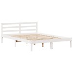 vidaXL Pat cu bibliotecă fără saltea, alb, 140x200 cm, lemn masiv pin