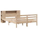 vidaXL Pat cu bibliotecă fără saltea, 150x200 cm, lemn masiv de pin
